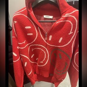 Gently worn Sandro Smiley Face half-zip pullover! Size Small/34!